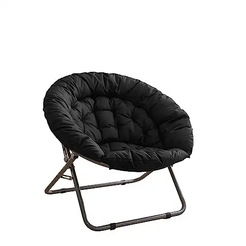 Urban Shop Oversized Polycanvas Foldable Saucer™ Chair, Black