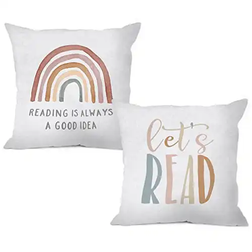 MIXDING Let's Read Throw Pillow Covers