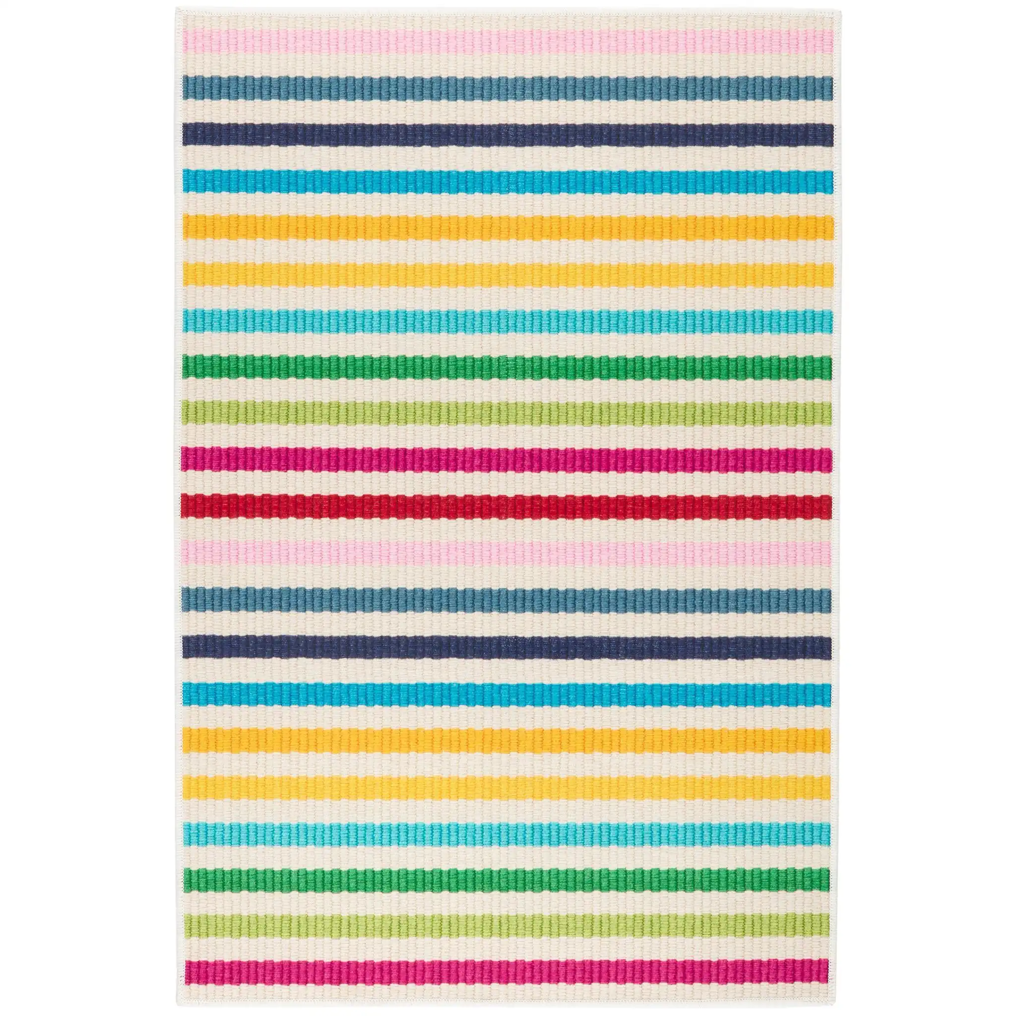 Rainbow Stripe Multi Machine Washable Rug